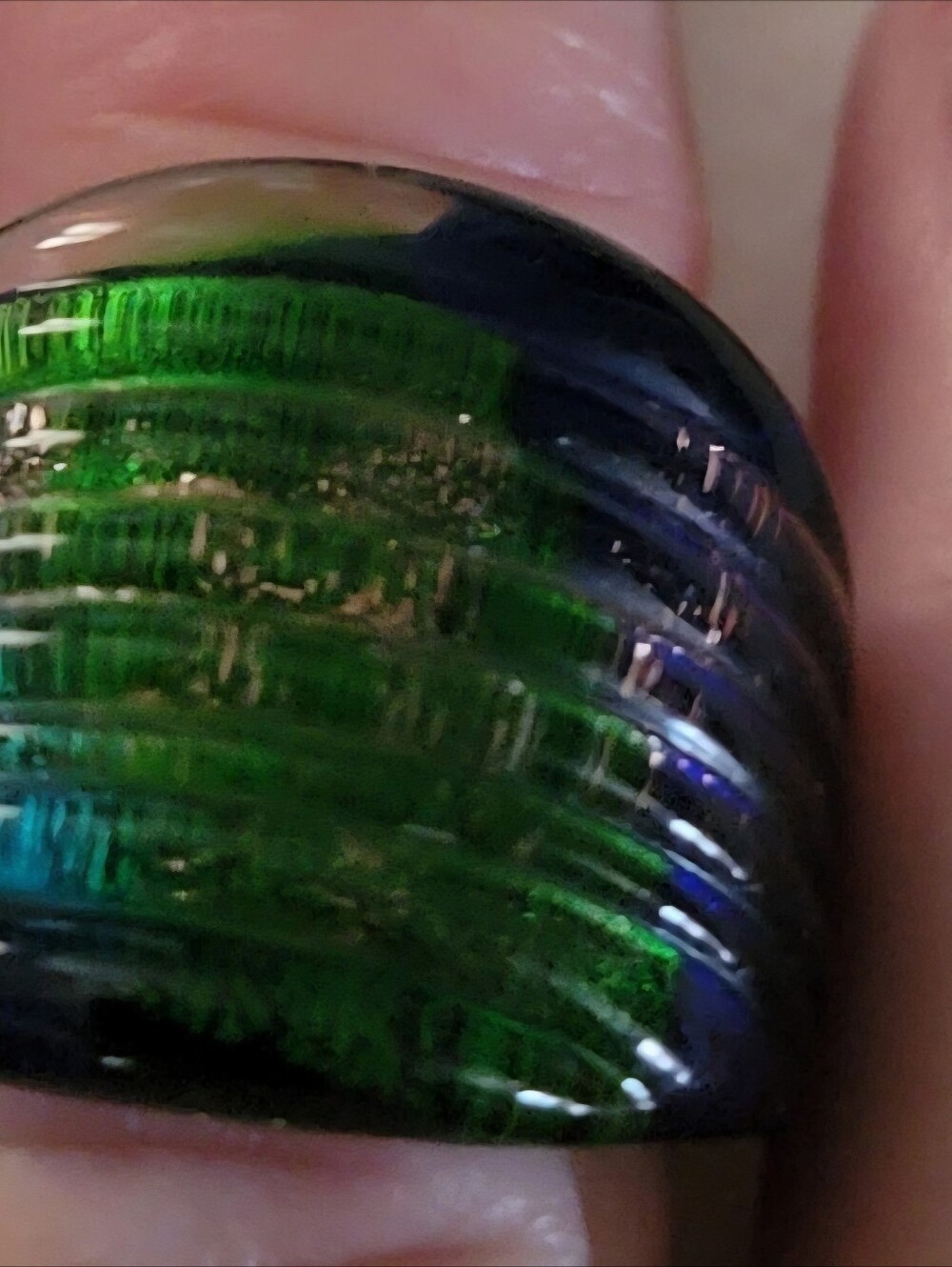 Murano Glass Ribbed Art Glass Ring Size 9